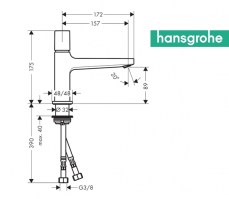 MEDIDAS MONOMANDO LAVABO METROPOL SELECT 100 HANSGROHE